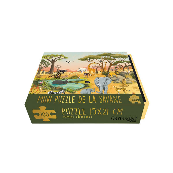 Ref. CARBOPUZ35, Cartes d'Art - Mini puzzle savane - 100 pièces, marque CARTESDART