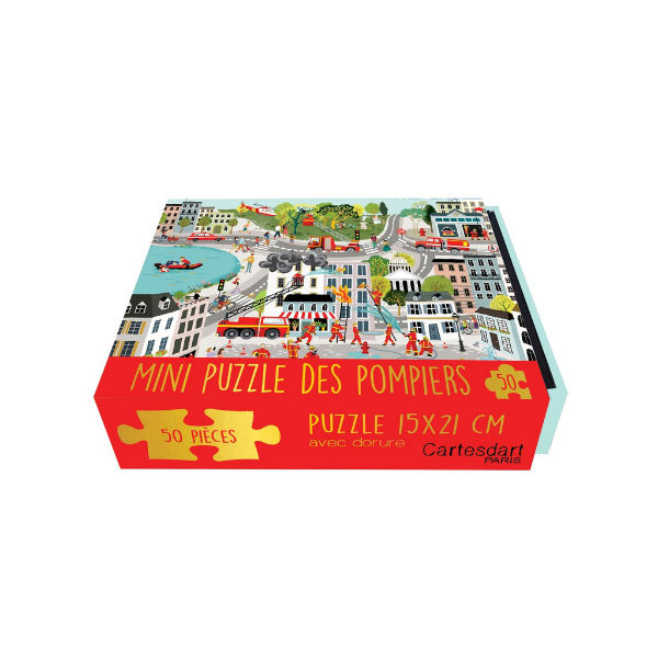 Ref. CARBOPUZ44, Cartes d'Art - Mini puzzle les pompiers - 100 pièces, marque CARTESDART