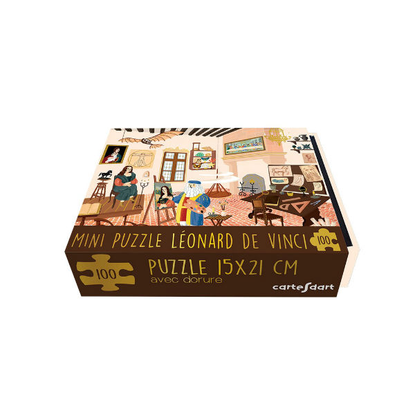 Ref. CARBOPUZ63, Cartes d'Art - Mini puzzle Léonard De Vinci - 100 pièces, marque CARTESDART