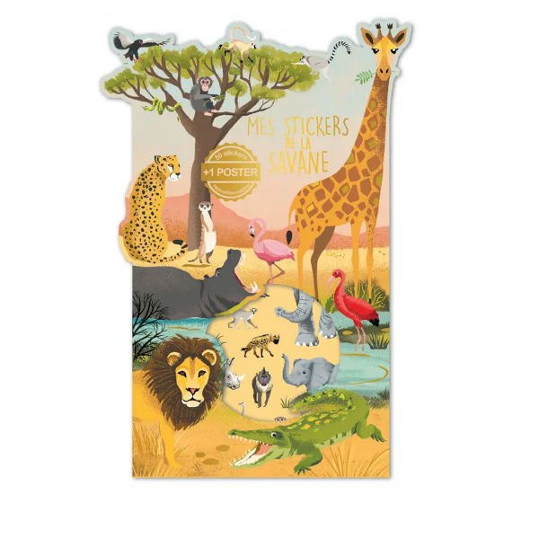 Ref. CARSTIKY18, Cartes d'Art - Jeu stickers + poster savane, marque CARTESDART