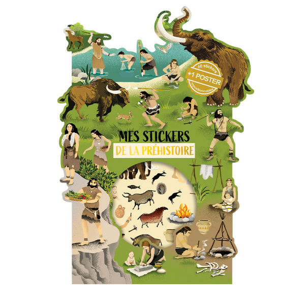 Ref. CARSTIKY49, Cartes d'Art - Jeu stickers + poster préhistoire, marque CARTESDART