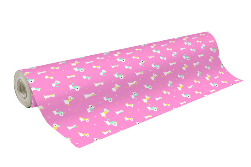 Image de  Rouleau papier cadeau Excellia 50x0,70 m licorne rose 
