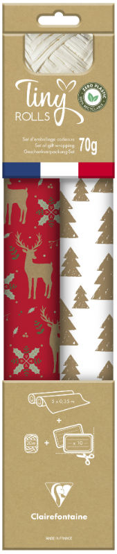 Image de  Pack emballage cadeau Tiny Rolls kraftaft 5x0,35m rouge blanc 