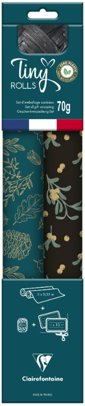 Image de  Pack emballage cadeau Tiny Rolls kraftaft 5x0,35m noir bleu 