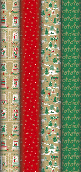 Image de  Rouleau papier cadeau kraft brut 2x0,70m esprit de Noël 