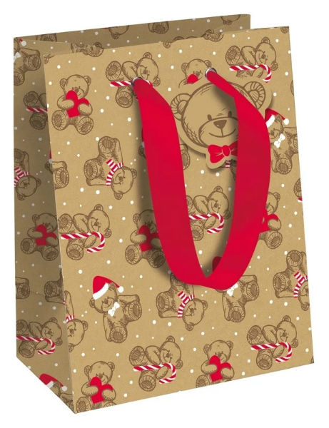 Image de  Sac cadeau moyen kraft 21,5x10,2x25,3 mon petit ourson 