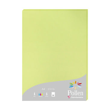 Image de  Paquet de 25 feuilles Pollen A4 210GR vert bourgeon 