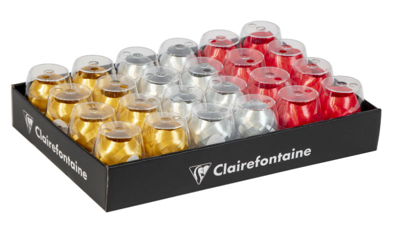 Image de  Bobine bolduc 10mx7mm or, argent et rouge 