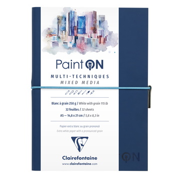 Image de  Carnet paint'on cousu a5 64p 250g blanc À grain  