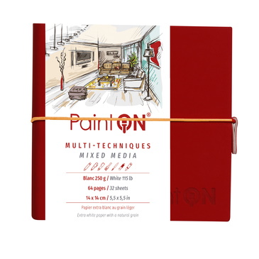 Image de  Carnet paint'on cousu 14x14cm 64p 250g blanc  