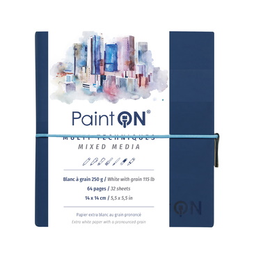 Image de  Carnet paint'on cousu 14x14cm 64p 250g blanc À gra 