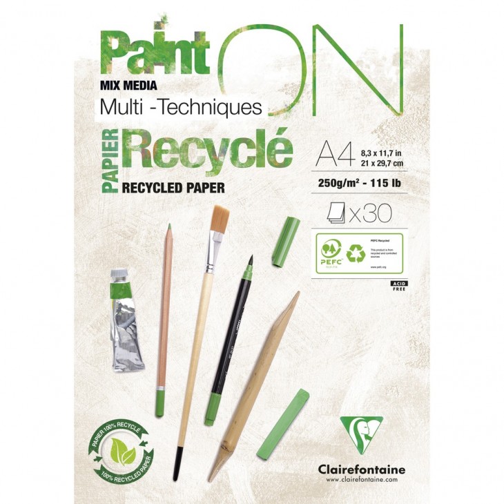 Image de  Bloc paint'on encolle a4 30f 250g blanc recycle 