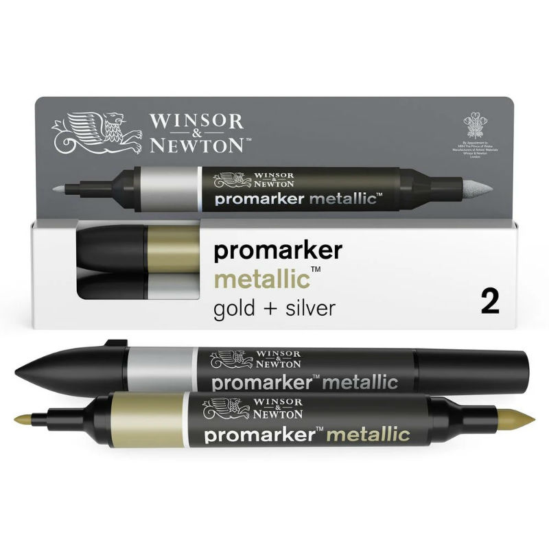 Image de  Set 2 promarker métallic or & argent 