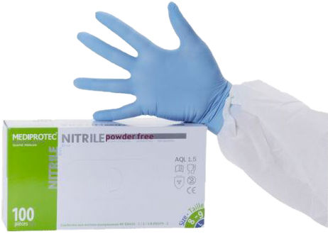 Image de  Bte 100 gants nitrile non poudres 8 1/2 