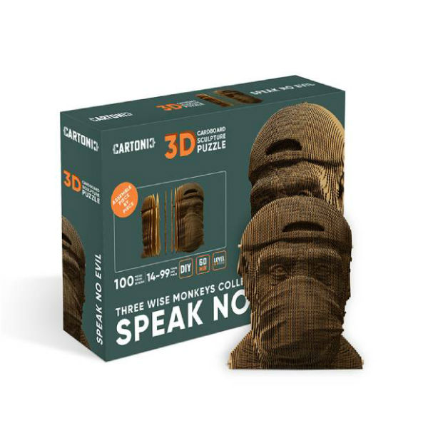 Image de  Puzzle 3D Cartonic sculpture wise monkeys speak no evil 