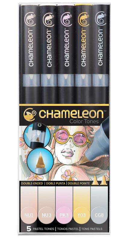 Image de  Pack 5 marqueurs Chameleon tons pastels 