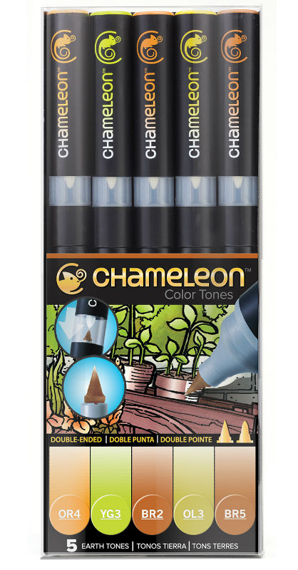 Image de  Pack 5 marqueurs Chameleon tons terres 