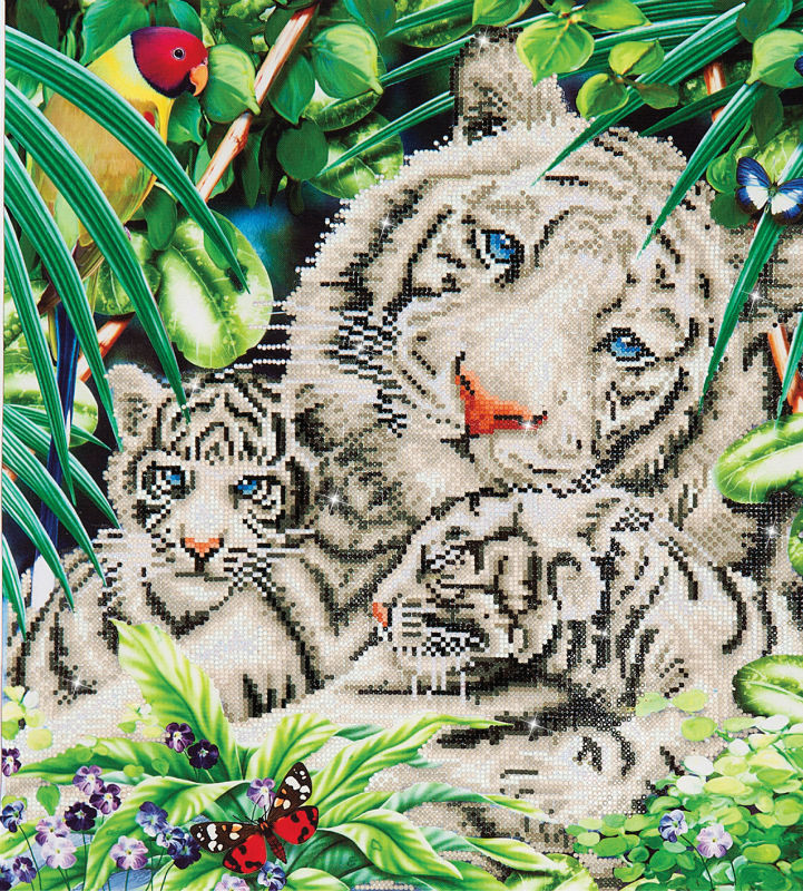 Image de  Kit Diamond Dotz moyen tigre blanc et ses petits 