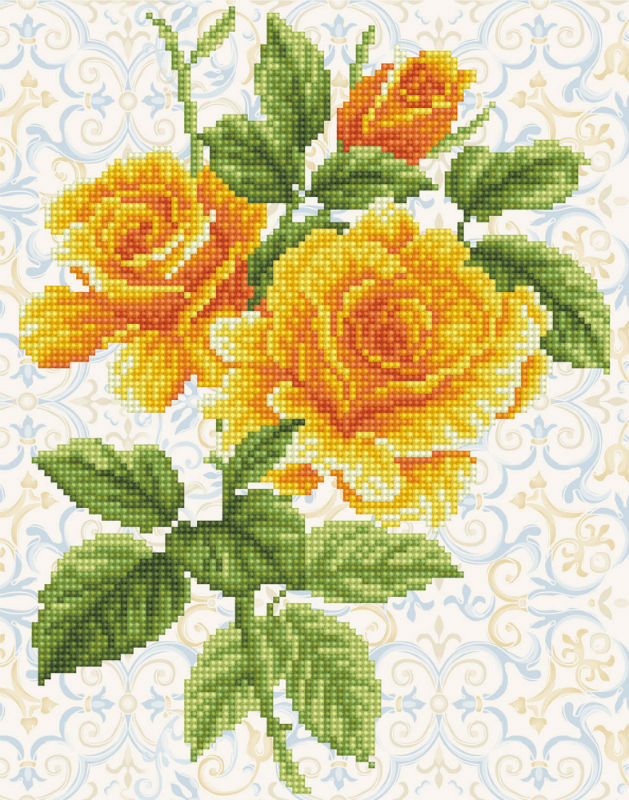 Image de  Kit Diamond Dotz moyen bouquet de roses jaunes 