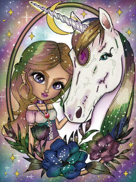 Image de  Kit Diamond Dotz moyen jeune fille et sa licorne 