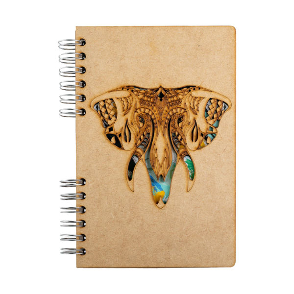 Image de  Carnet bois A6 ligné éléphant 