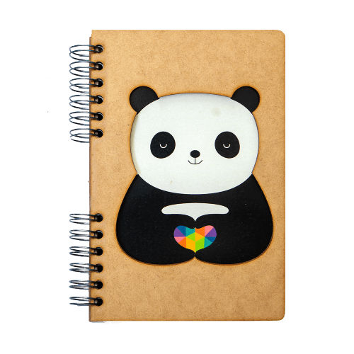 Image de  Carnet bois A5 non ligné panda love 