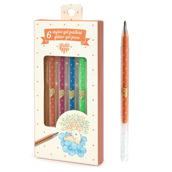 Image de  BOITE DE 6 STYLOS GEL PAILLETES 