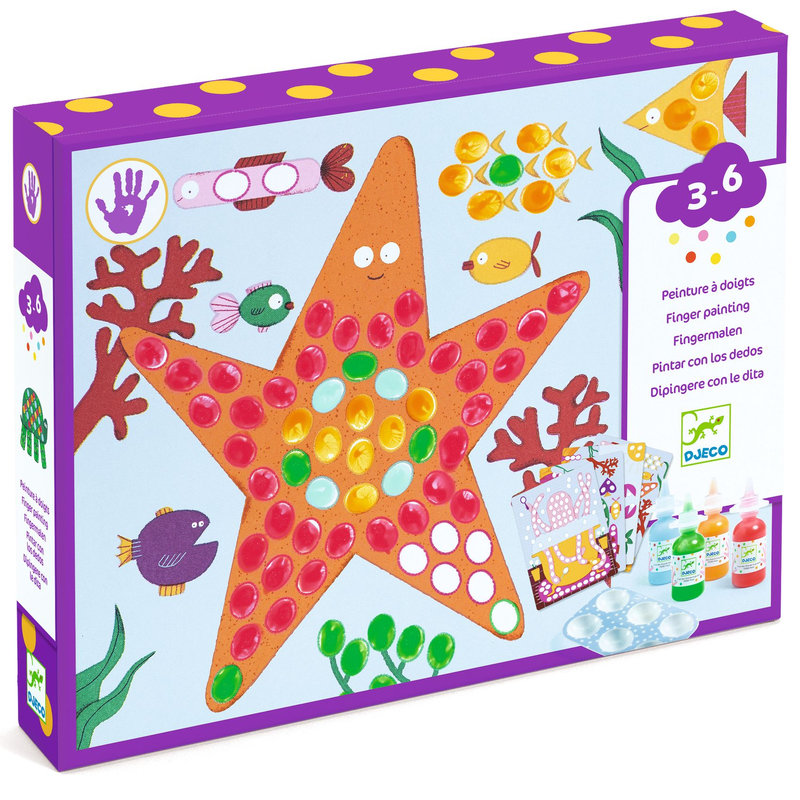 Ref. DJEDJ00046, Peinture pour les petits aux doigts pois et poissons, marque DJECO