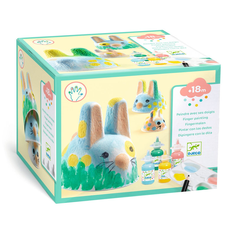 Ref. DJEDJ00962, Peinture pour les petits aux doigts trio de lapinous, marque DJECO