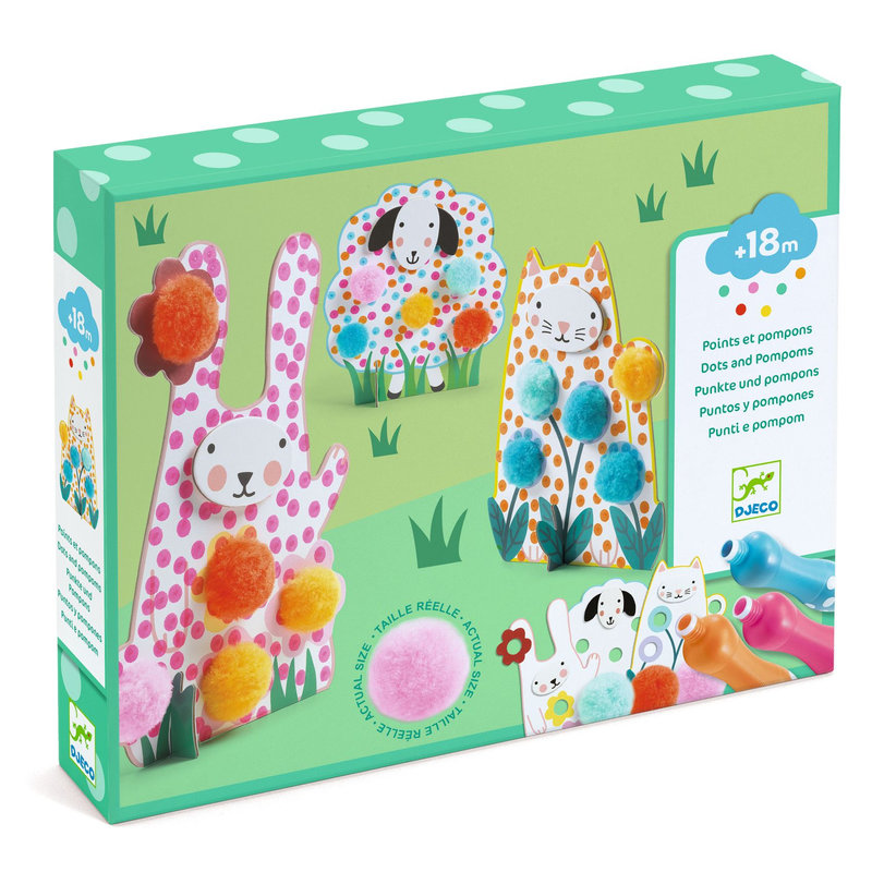 Ref. DJEDJ00965, Coloriage pour les petits des points et des pompons dans l'herbe, marque DJECO