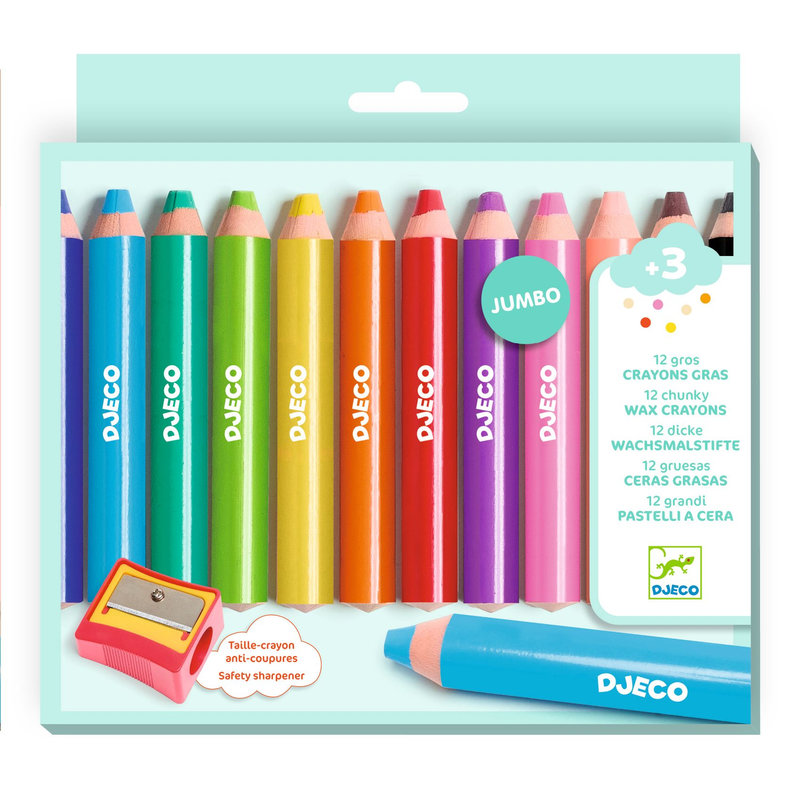 Ref. DJEDJ00971, Boite de 12 gros crayons gras, marque DJECO