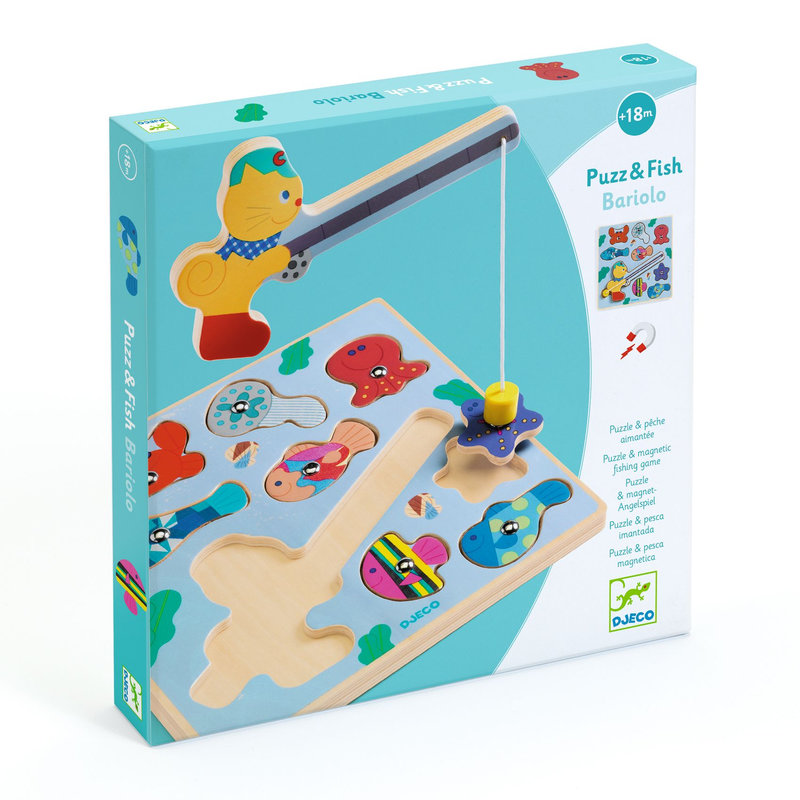 Ref. DJEDJ01082, Puzzle relief puzz & fish bariolo, marque DJECO
