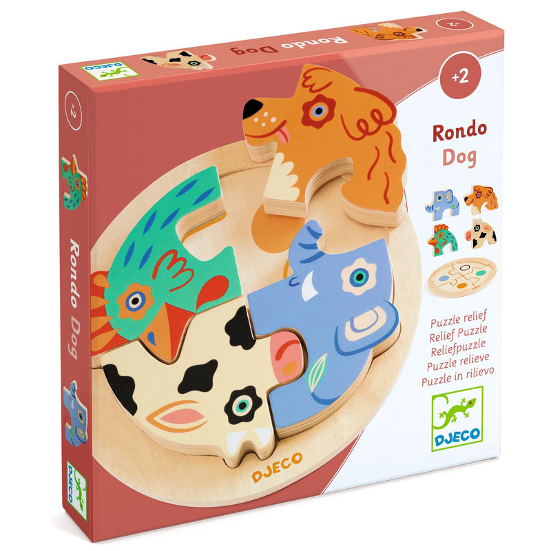Ref. DJEDJ01105, Puzzle relief rondo dog, marque DJECO