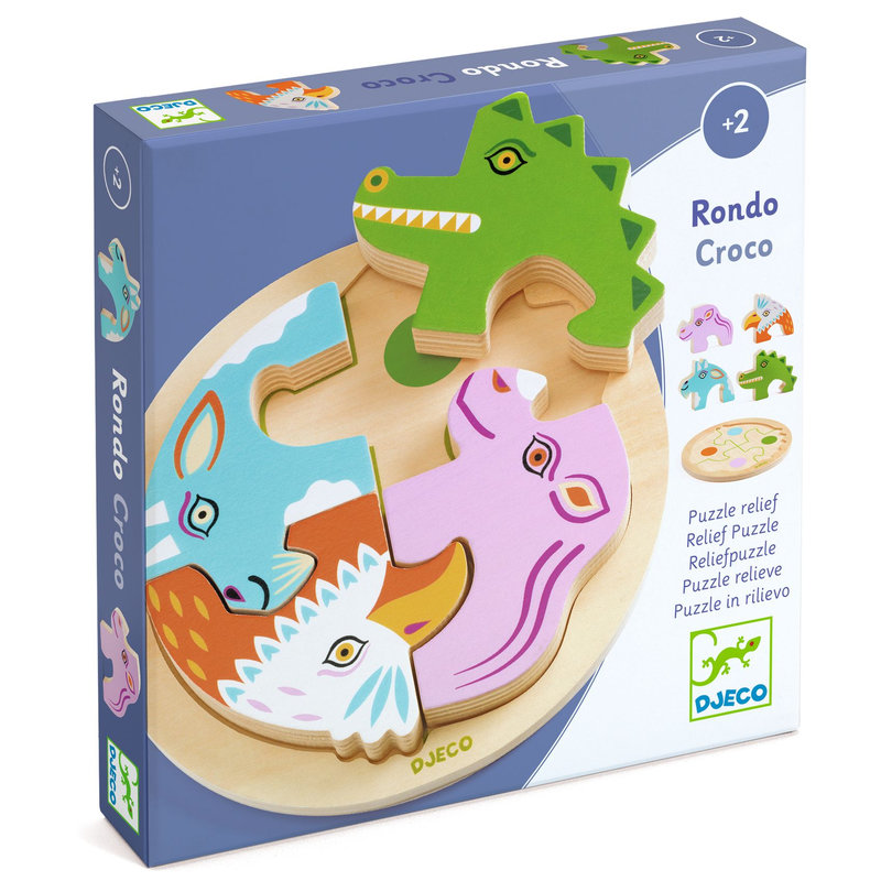 Ref. DJEDJ01106, Puzzle relief rondo croco, marque DJECO