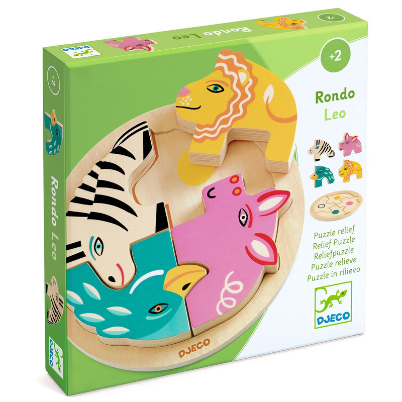 Ref. DJEDJ01107, Puzzle relief rondo leo, marque DJECO