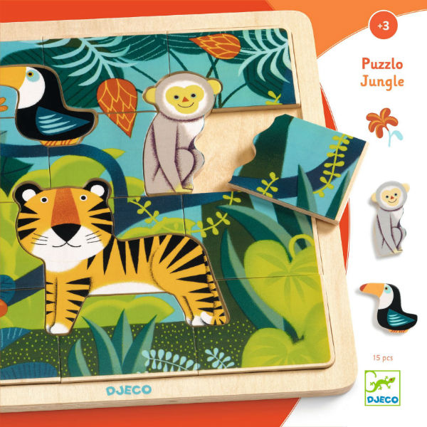 Image de  Puzzle en bois 15 pièces, la jungle 