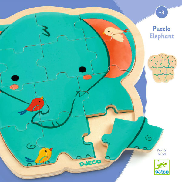 Image de  Puzzle bois 14p puzzlo elephant 
