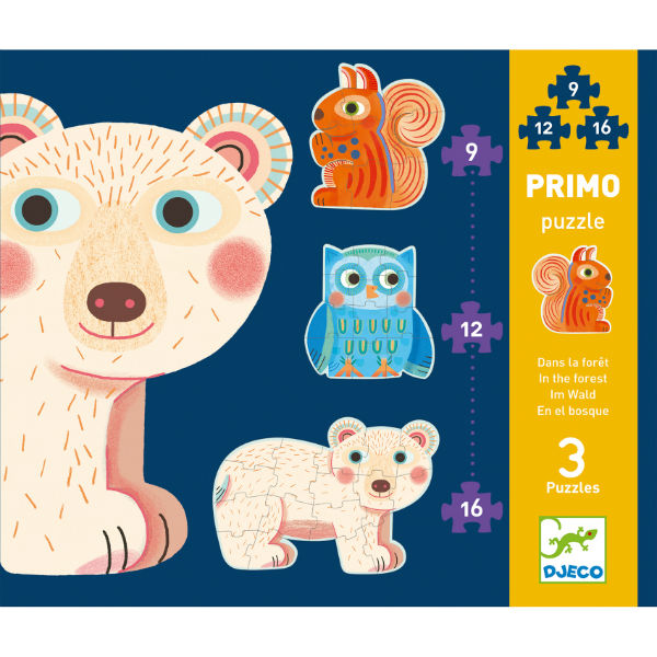Image de  Boite de 3 puzzles PRIMO, la forêt, en carton 