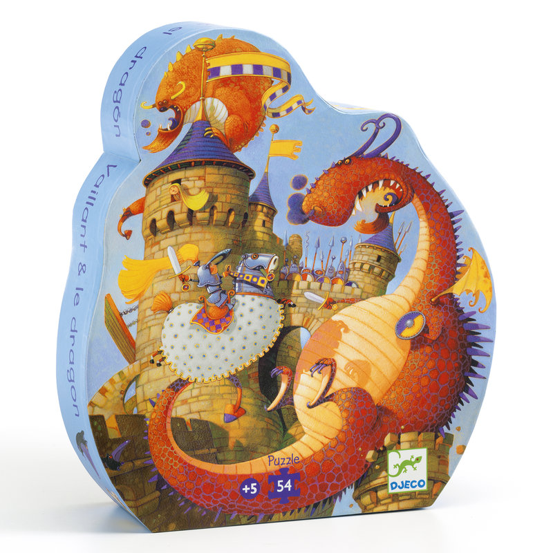Ref. DJEDJ07256, Puzzles silhouettes vaillant & les dragons 54 pcs, marque DJECO