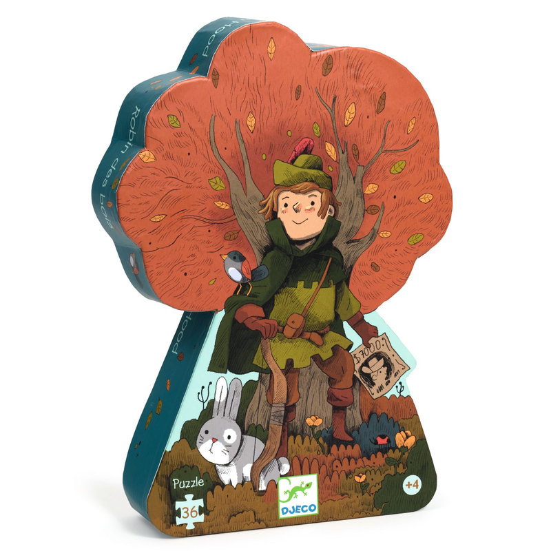 Ref. DJEDJ07304, Puzzle silhouette robin des bois 36pcs, marque DJECO
