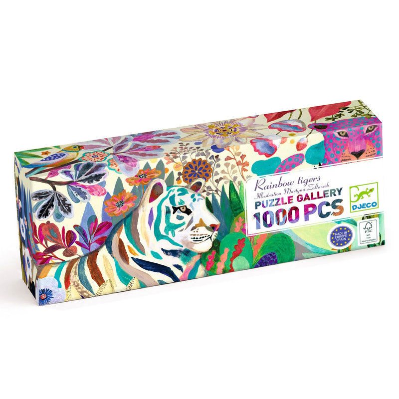 Ref. DJEDJ07647, Puzzles gallery rainbow tigers 1000 pcs, marque DJECO