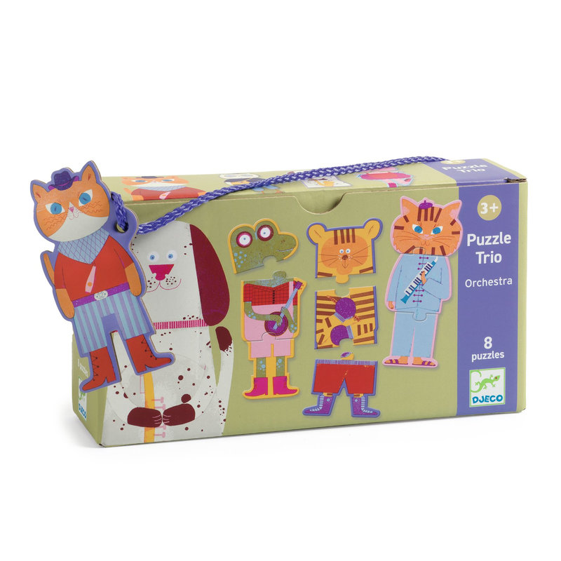 Ref. DJEDJ08229, Jeu éducatif puzzle trio orchestra, marque DJECO