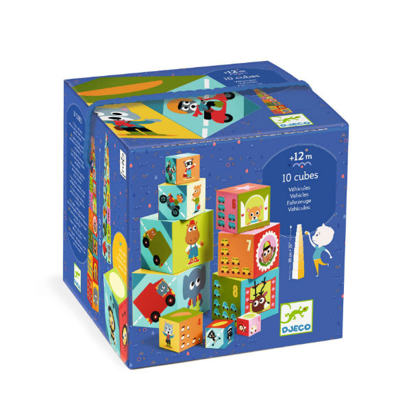 Image de  Cubes premier âge  10 cubes véhicules 