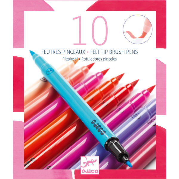 Image de  Les couleurs 10 feutres pinceaux - fille 