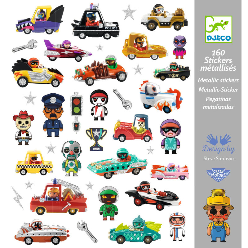 Ref. DJEDJ09287, Stickers le monde des crazy motors, marque DJECO