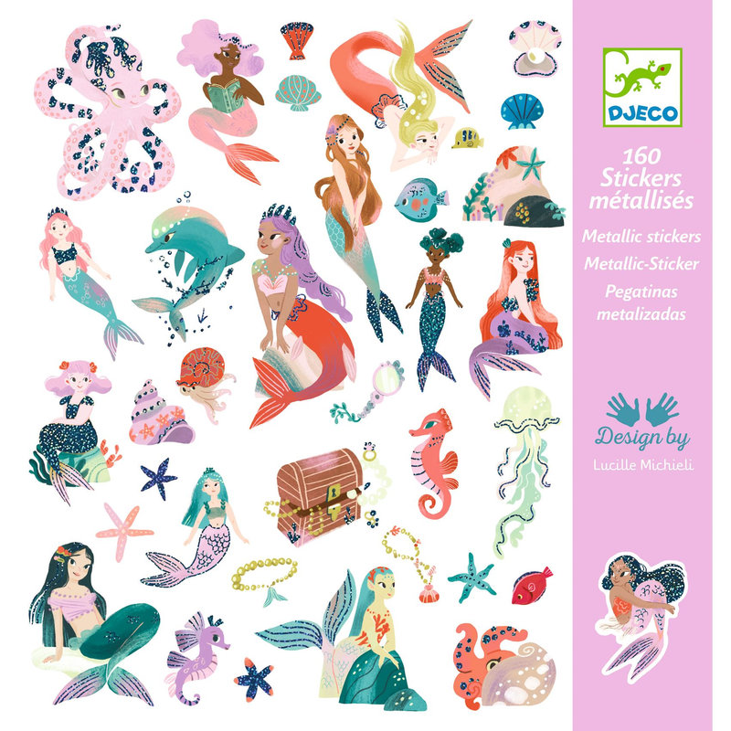 Ref. DJEDJ09553, Stickers scintillantes sirènes, marque DJECO