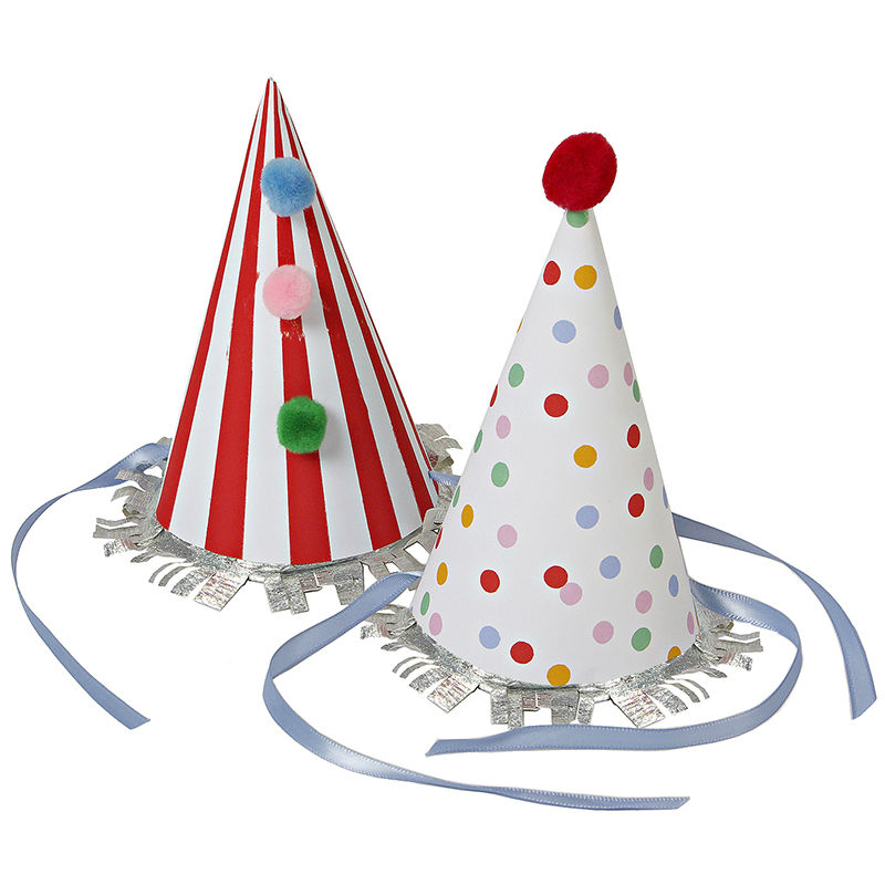 Image de  Set de 8 chapeaux de fÊte points & rayures 