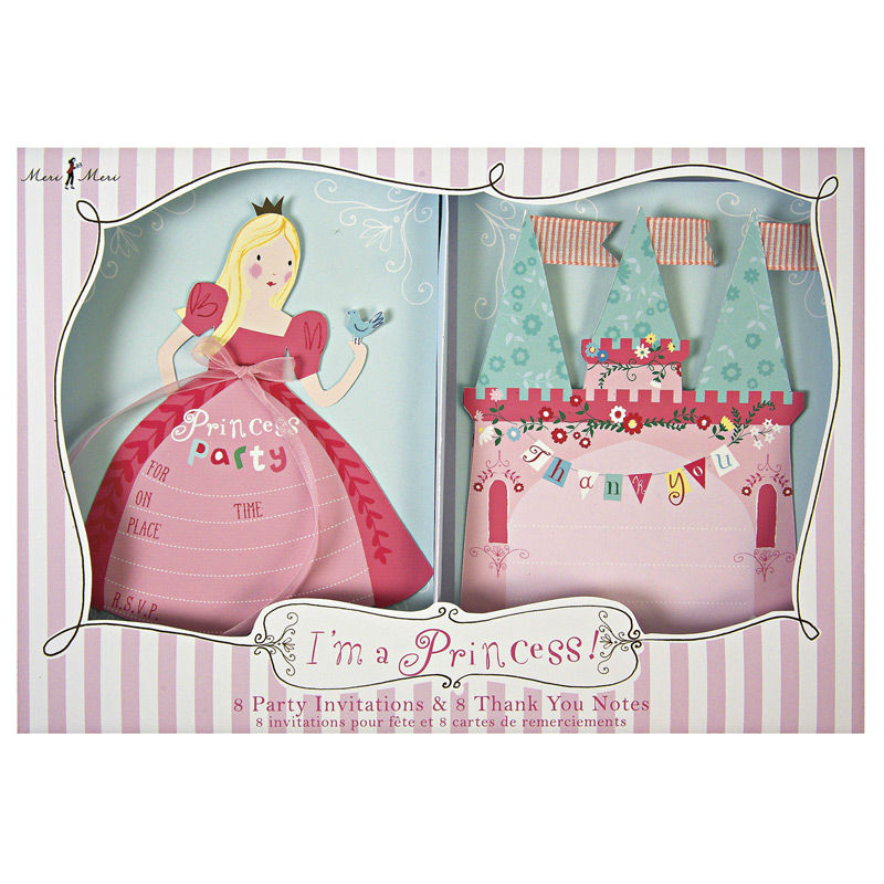Image de  Set 8 invitations anniversaire princesse 
