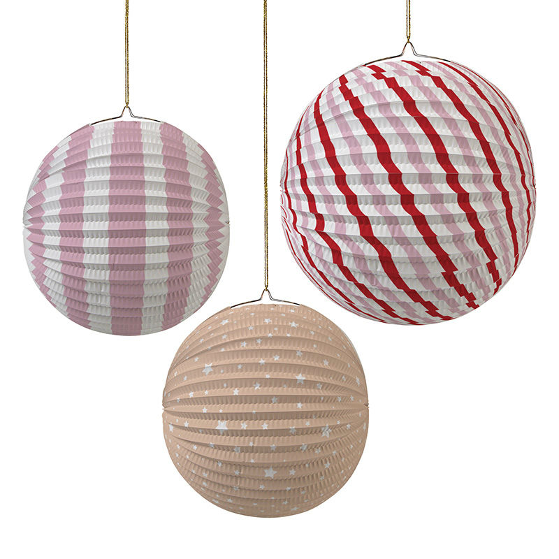 Image de  Set 3 boules papier rose 