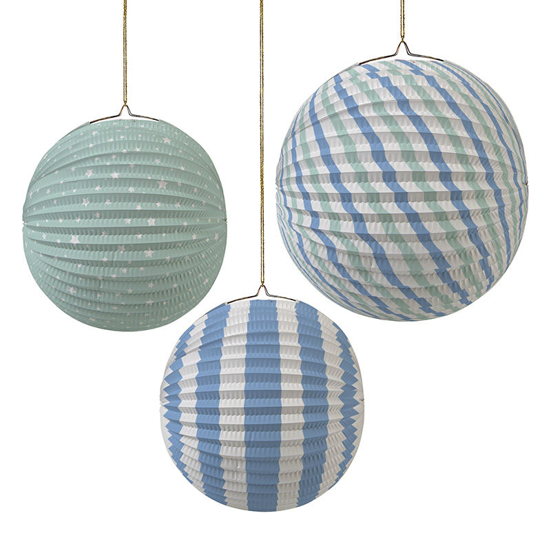Image de  Set 3 boules papier bleu 